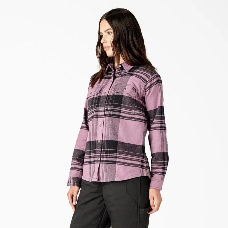 Dickies Womens DuraTech Renegade Flannel Shirt, Grapeade Windowpane Plade, XL