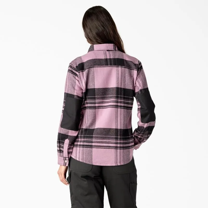 Dickies Womens DuraTech Renegade Flannel Shirt, Grapeade Windowpane Plade, XL