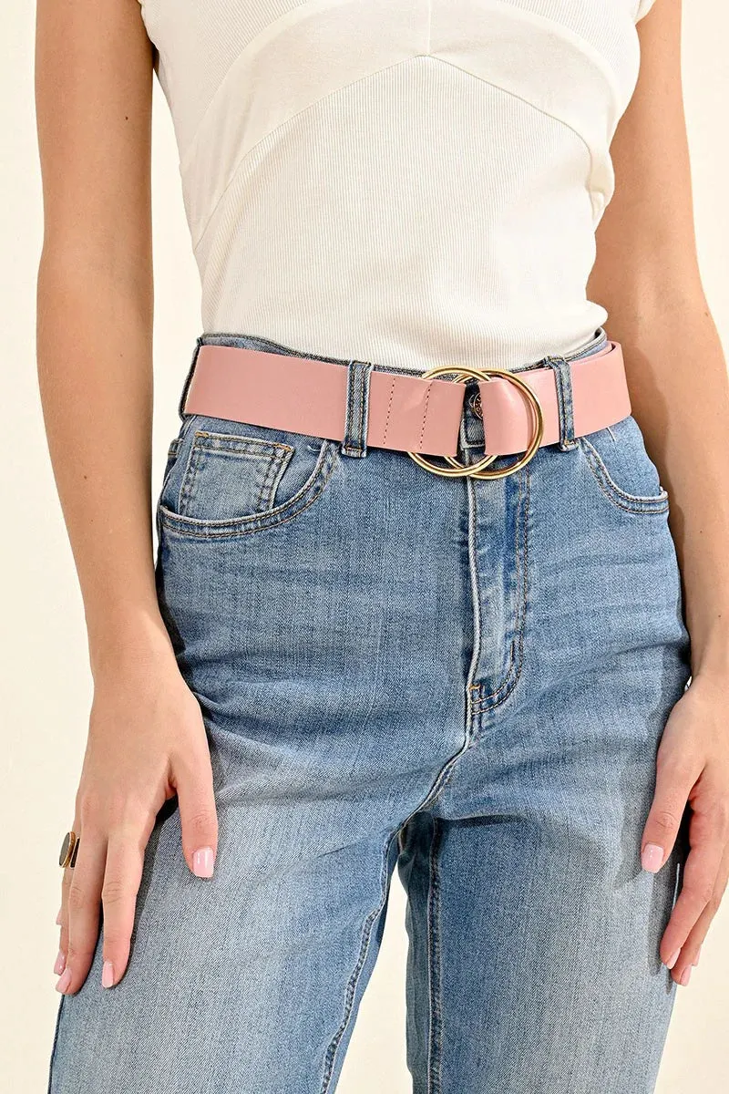 Double Ring Buckle Belt - Nude