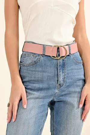 Double Ring Buckle Belt - Nude