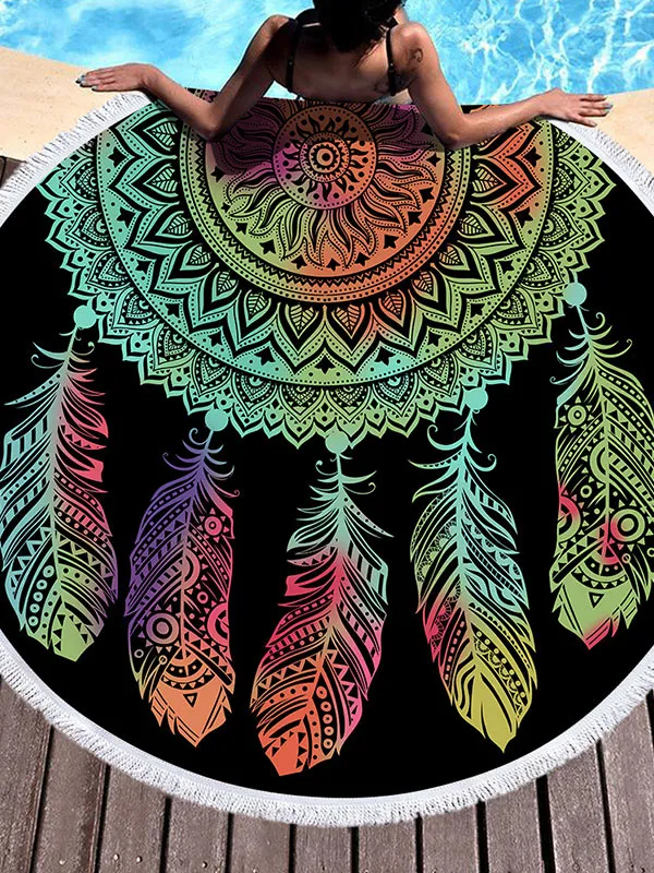 Dreamcatcher Pattern 150cm Round Beach Towel