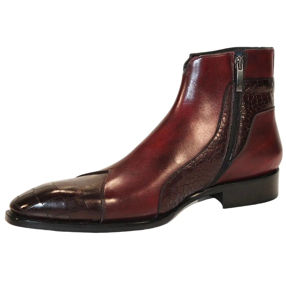 Duca Aprilia Men's Burgundy/Antique Red Calf-Skin Leather Boots