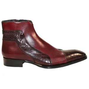 Duca Aprilia Men's Burgundy/Antique Red Calf-Skin Leather Boots