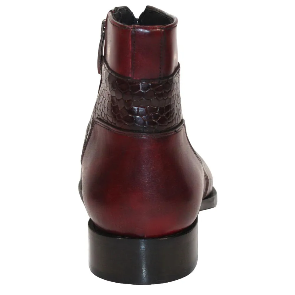 Duca Aprilia Men's Burgundy/Antique Red Calf-Skin Leather Boots