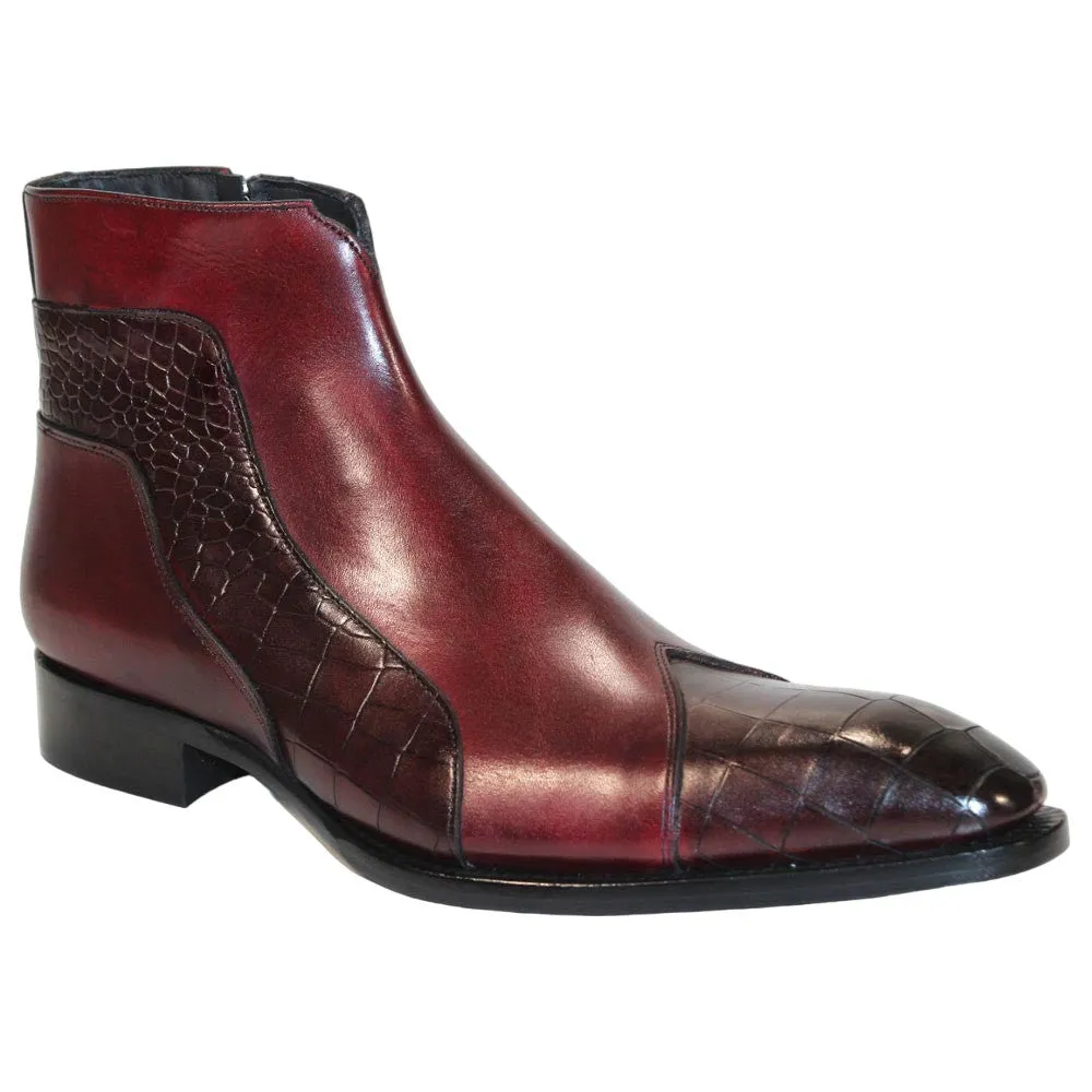 Duca Aprilia Men's Burgundy/Antique Red Calf-Skin Leather Boots