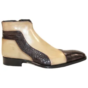 Duca Aprilia Men's Chocolate/Beige Calf-Skin Leather Boots