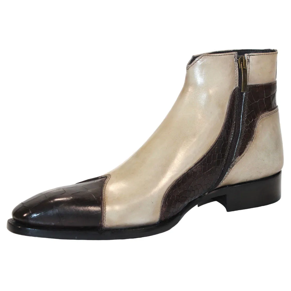 Duca Aprilia Men's Chocolate/Beige Calf-Skin Leather Boots