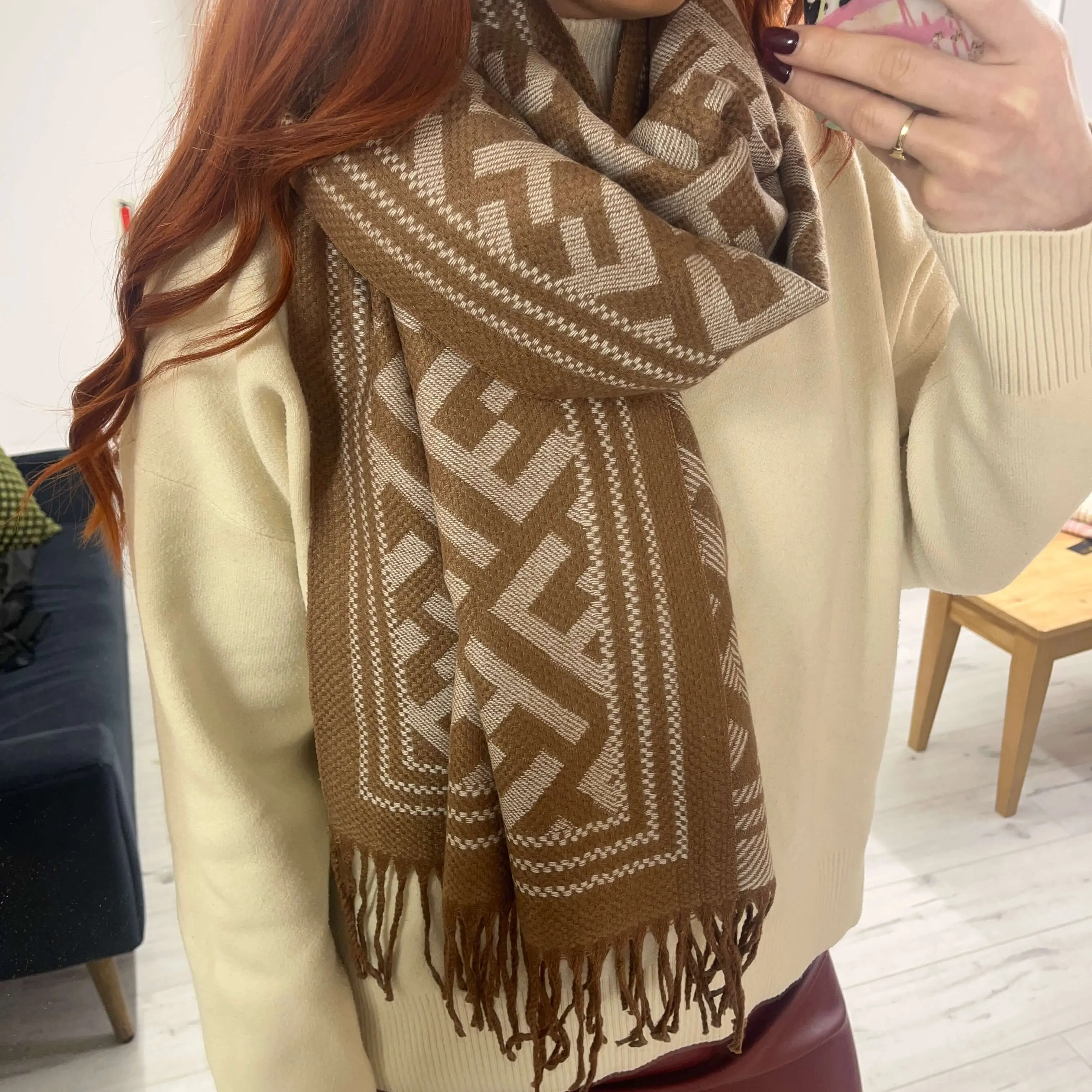 Efie Scarf - Taupe Cream