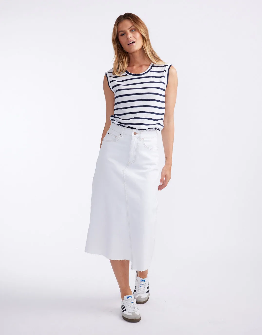 Elka Denim Skirt - White