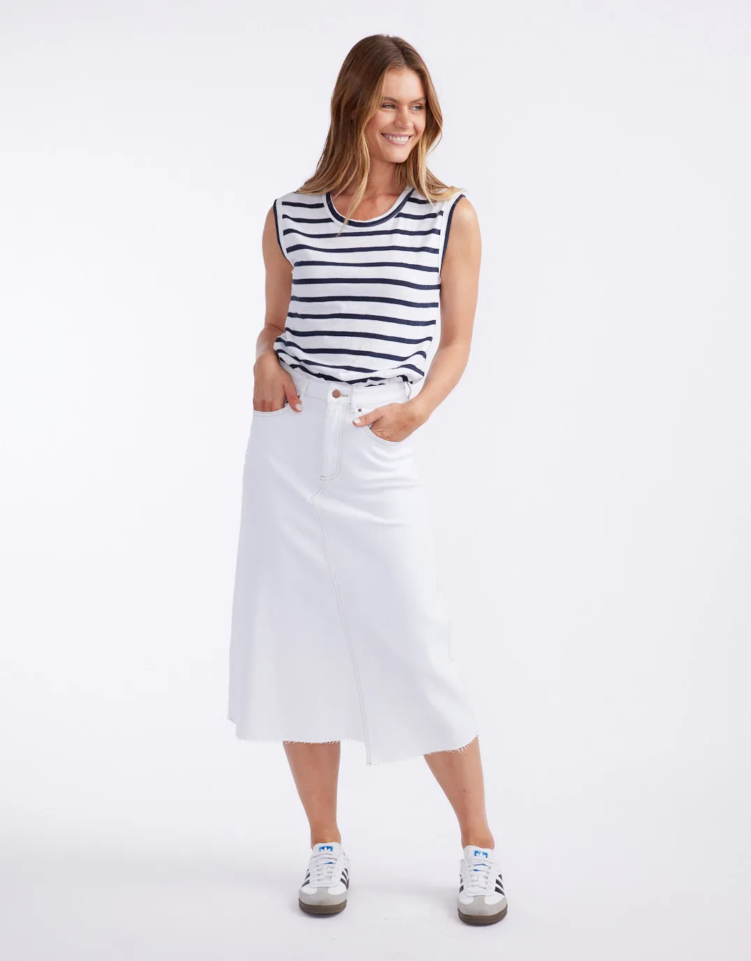 Elka Denim Skirt - White