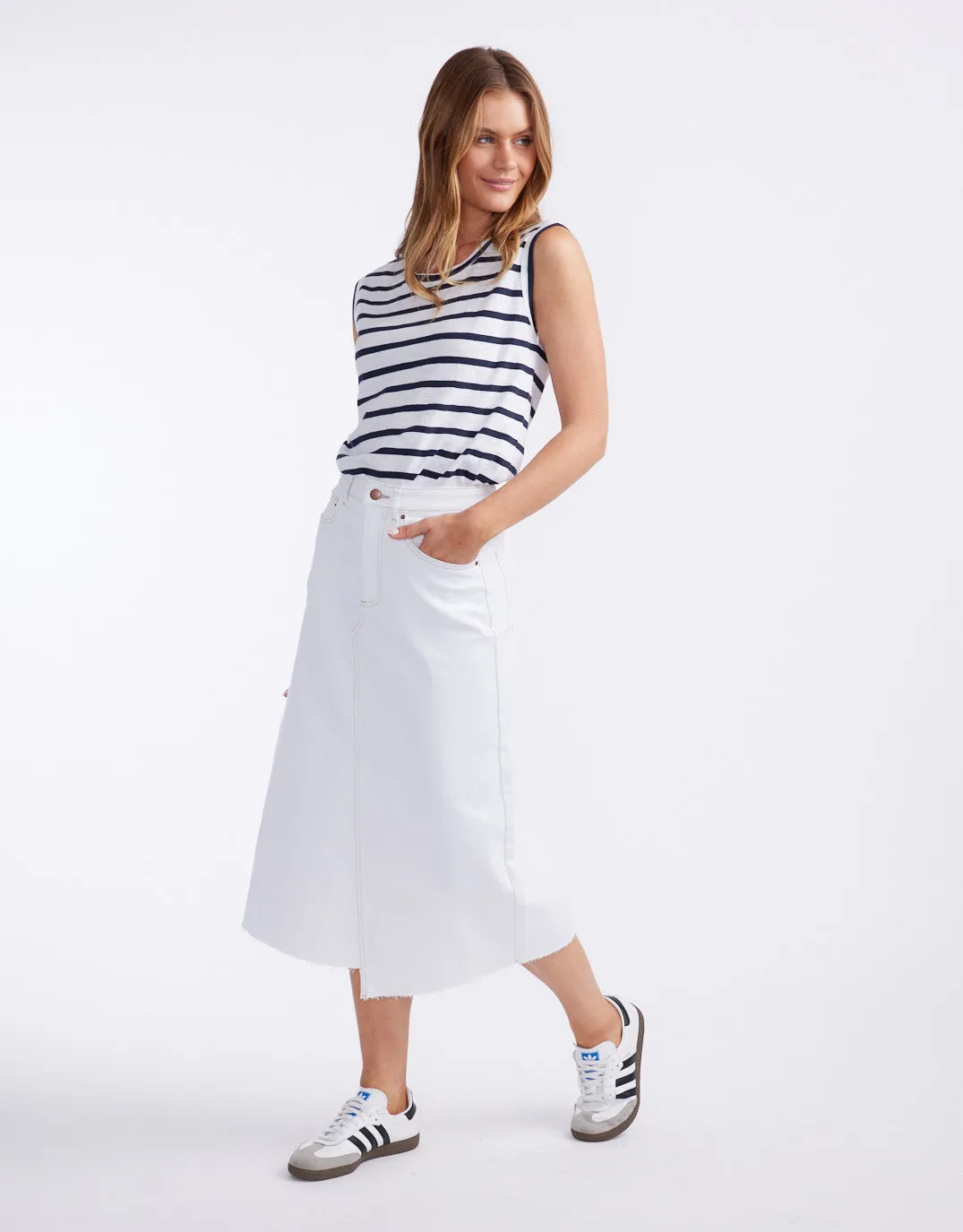 Elka Denim Skirt - White