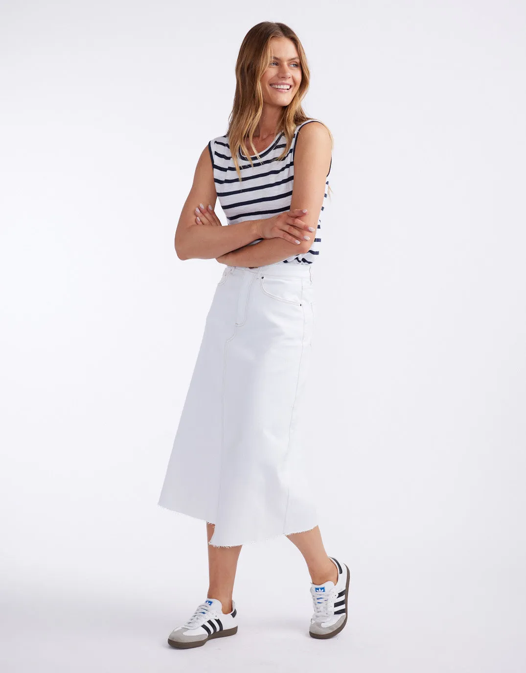 Elka Denim Skirt - White