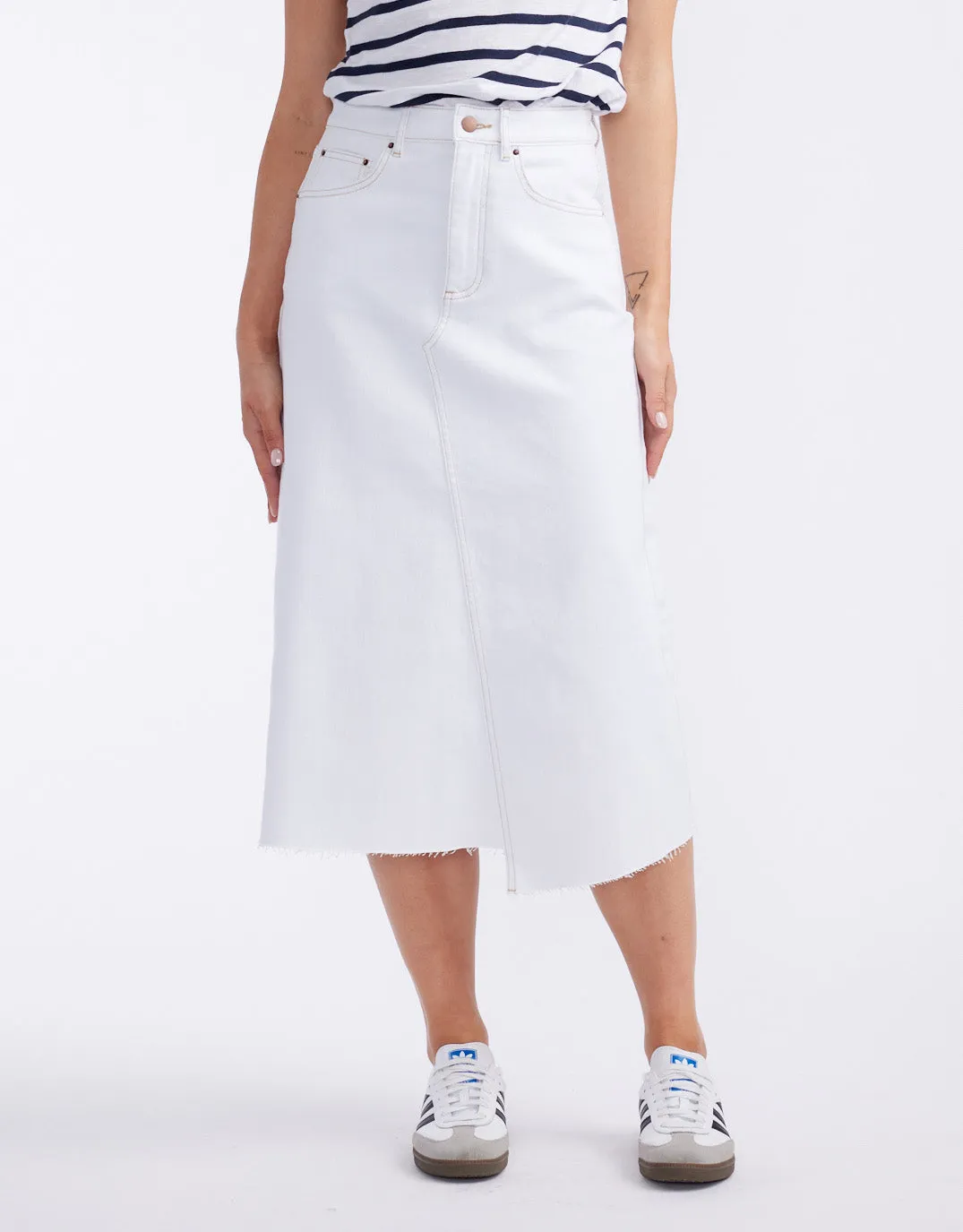 Elka Denim Skirt - White