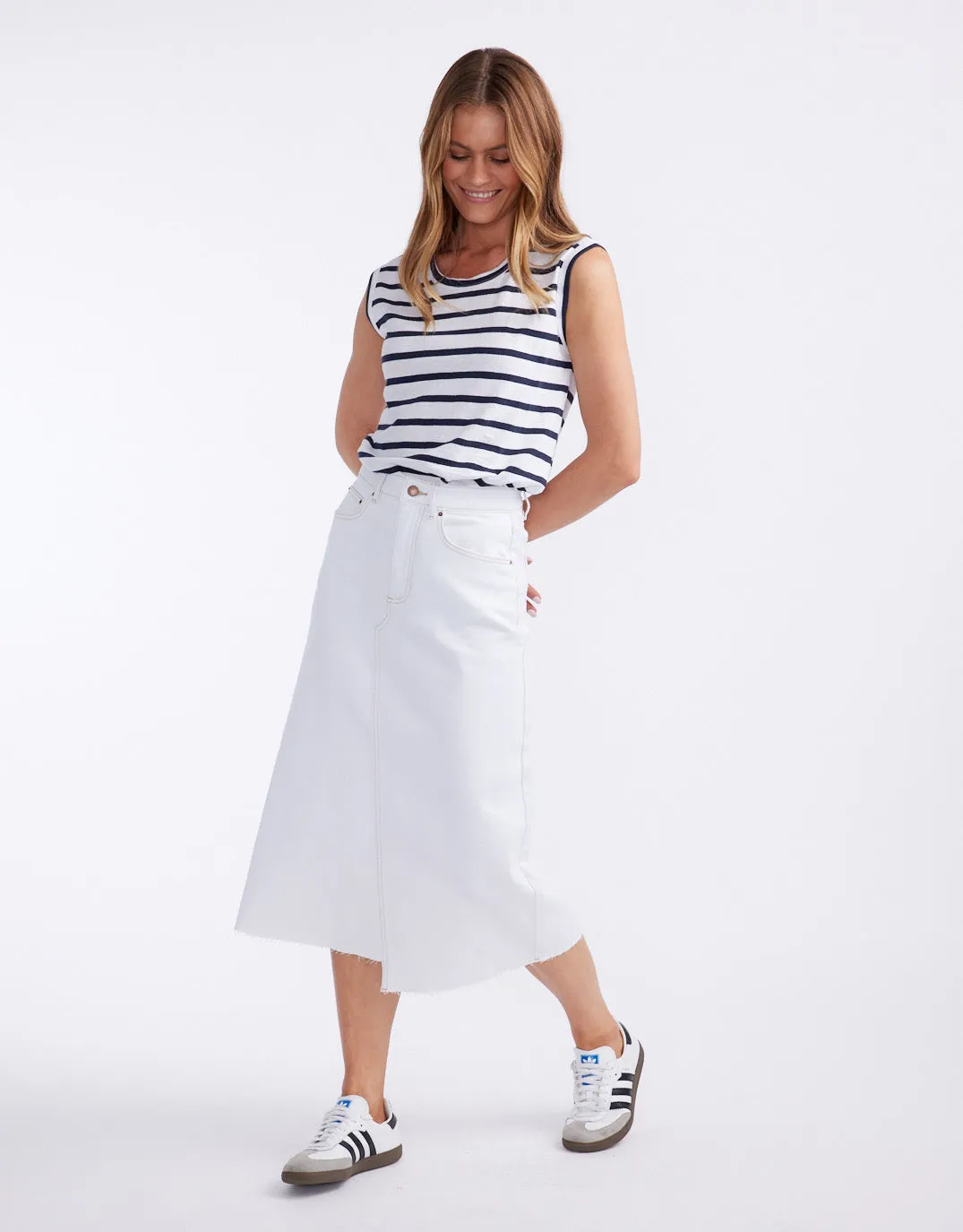Elka Denim Skirt - White