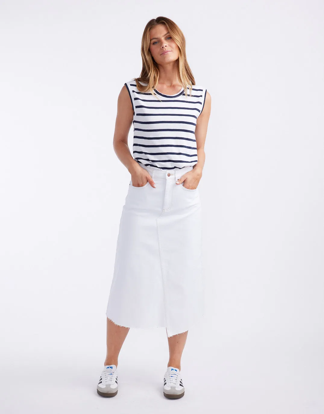 Elka Denim Skirt - White
