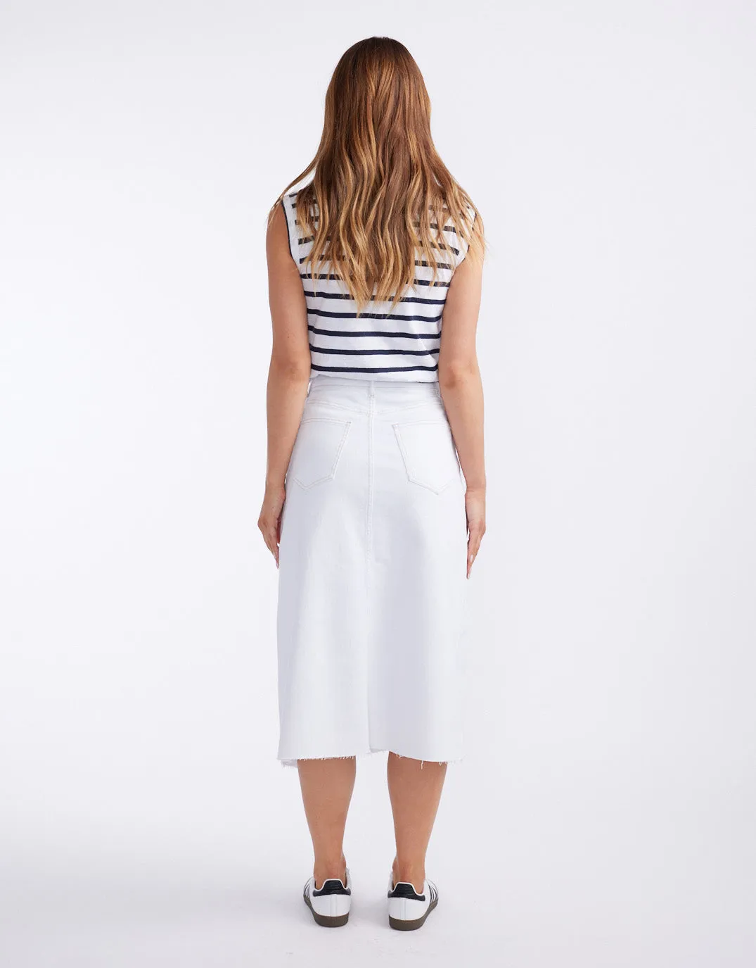 Elka Denim Skirt - White