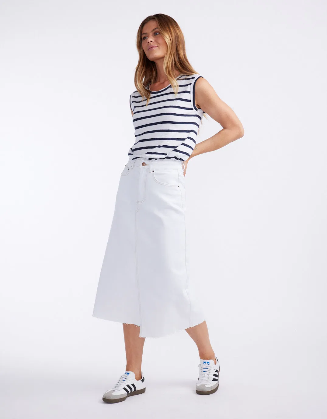 Elka Denim Skirt - White