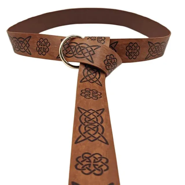 Embossed Viking Belt with Period Ring Loop Closure