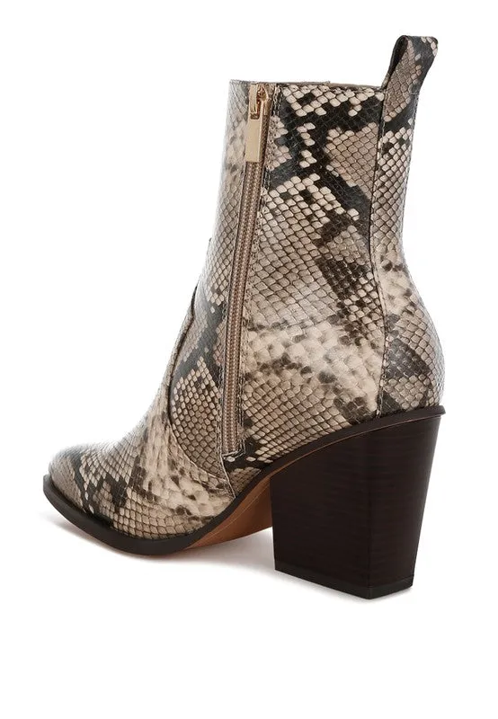 Evolution Snake Print Ankle Boots