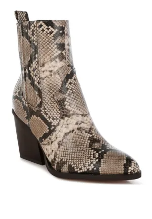 Evolution Snake Print Ankle Boots