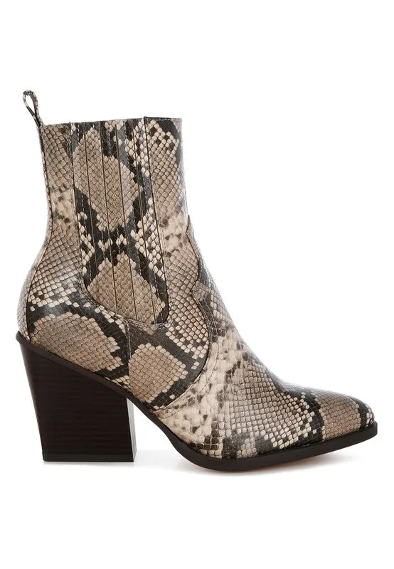 Evolution Snake Print Ankle Boots