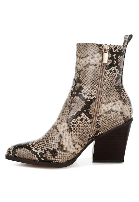 Evolution Snake Print Ankle Boots