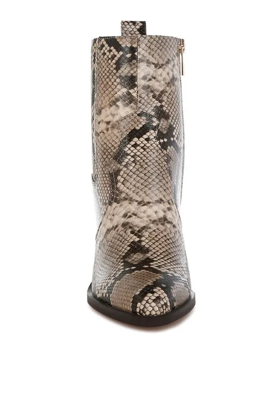 Evolution Snake Print Ankle Boots