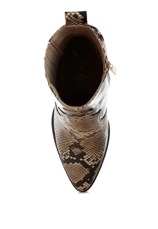 Evolution Snake Print Ankle Boots