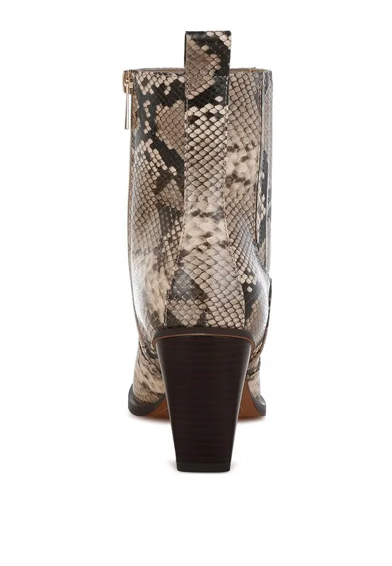 Evolution Snake Print Ankle Boots
