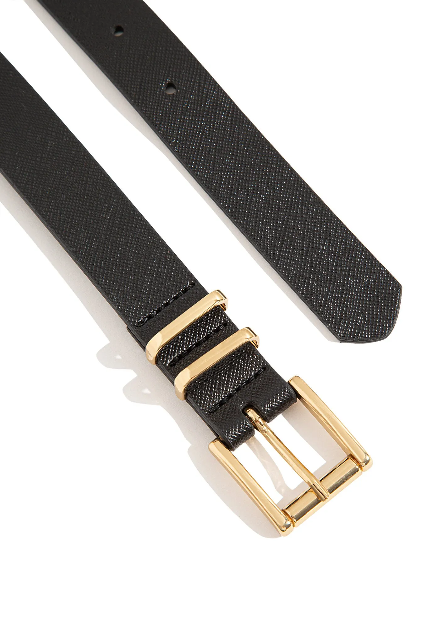 Faux Leather Black Belt
