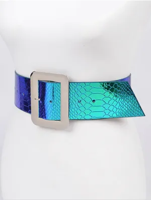 “Felicia” Blue Snakeskin Belt