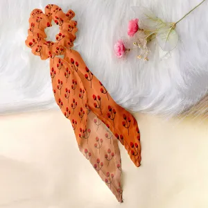 Ferosh Orange Printed Scarf Scrunchie