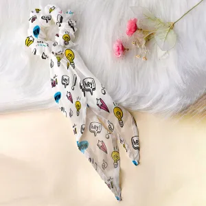 Ferosh White Emoji Scarf Scrunchie