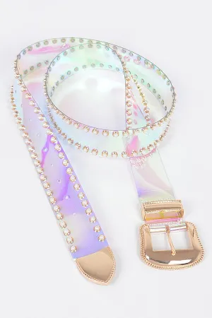 Flashy Londyn Curvy Faux Pearl Studded Transparent Belt