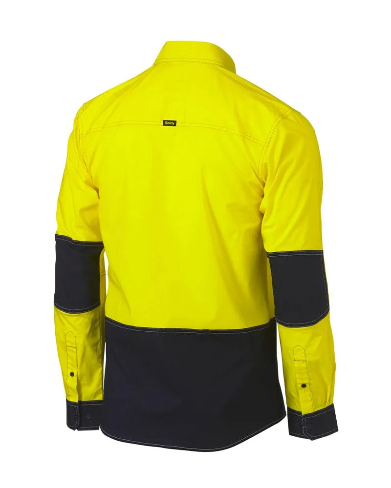 *Flex and Move Two Tone Hi Vis Utility LS Shirt* - Yellow/Navy