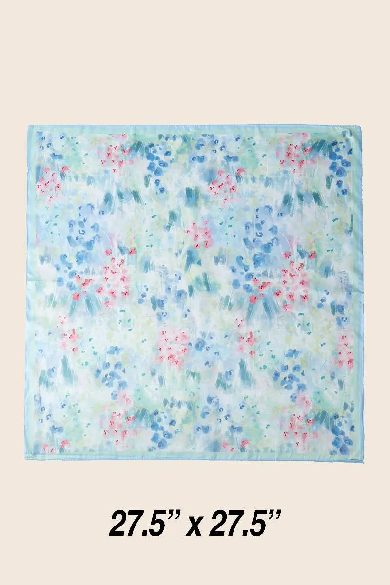 Floral Print Square Bandana Scarf