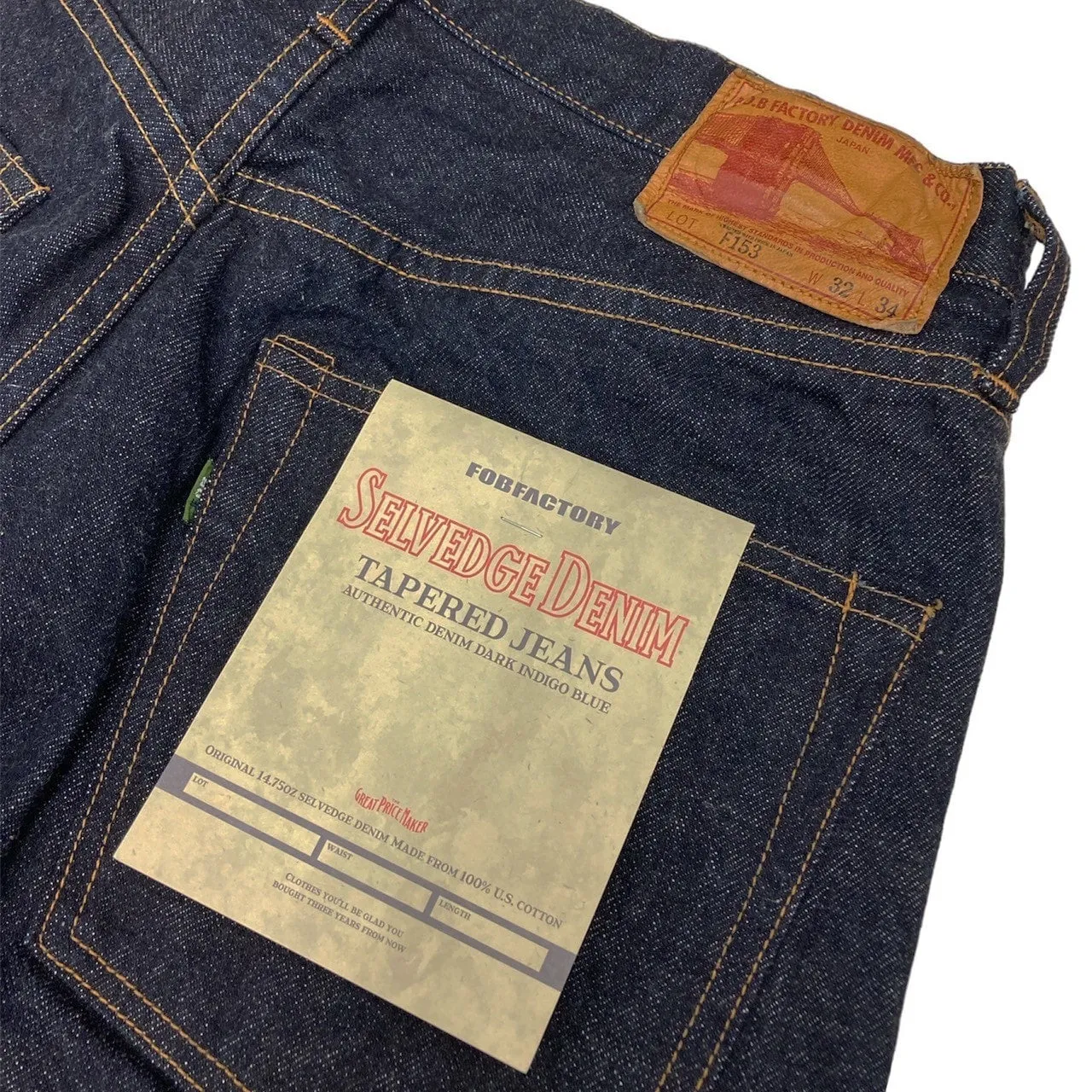 FOB Factory F153 Tapered 14.75oz Selvedge Denim Jean