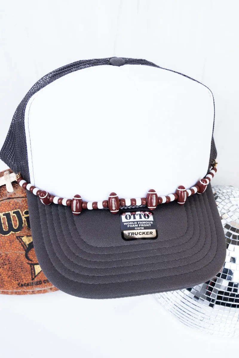 Football Season Brown Beaded Hat Chain