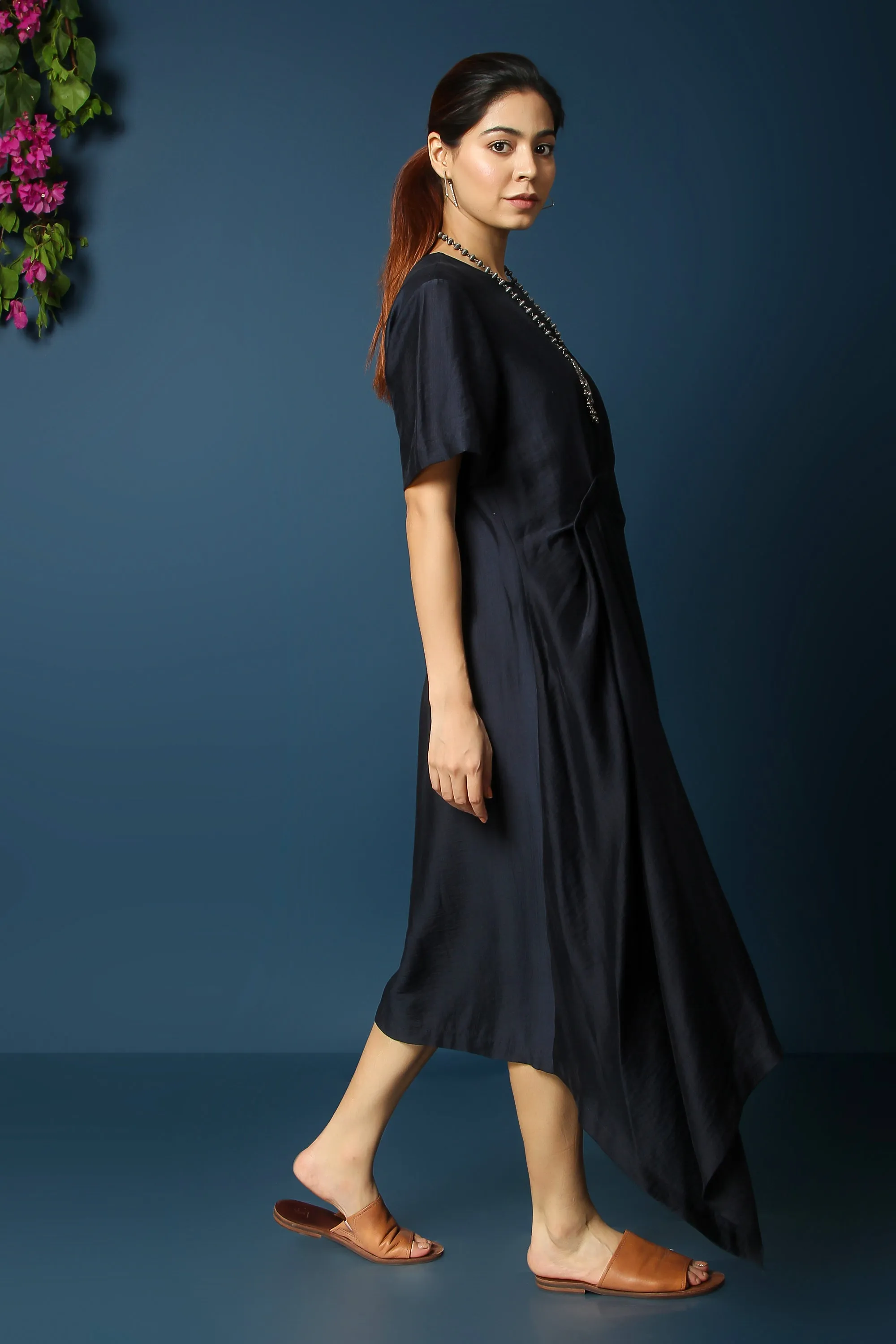 FRONT KNOT DRAPE DRESS