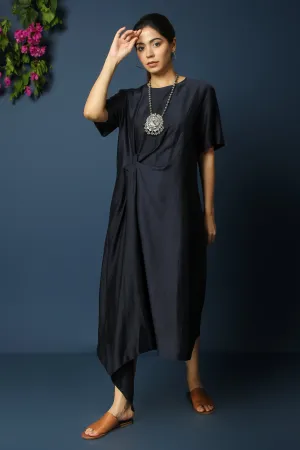 FRONT KNOT DRAPE DRESS