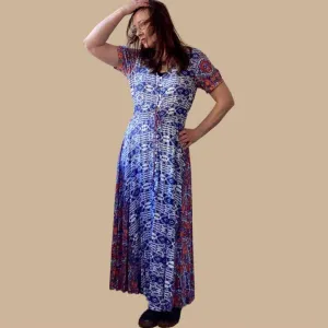 GEMMA dress - Blue and White and Red
