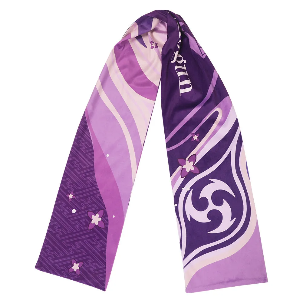 Genshin Impact Raiden Shogun Original Winter Warm Purple Scarf Cosplay Accessories