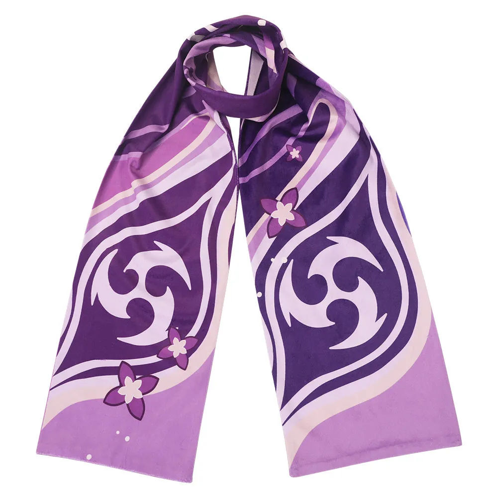 Genshin Impact Raiden Shogun Original Winter Warm Purple Scarf Cosplay Accessories