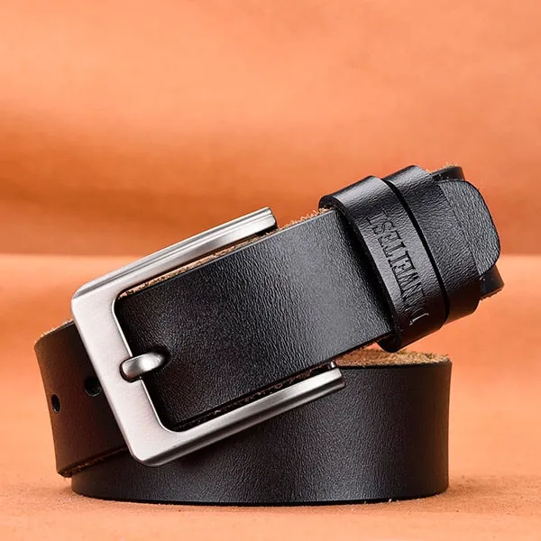 genuine leather strap luxury pin buckle belts for men