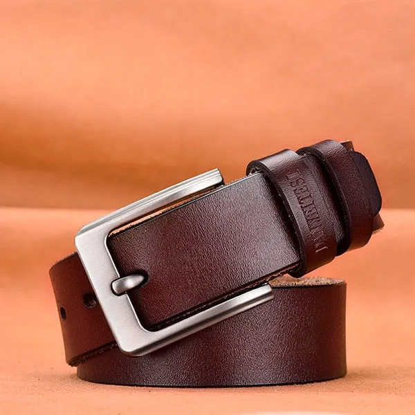 genuine leather strap luxury pin buckle belts for men