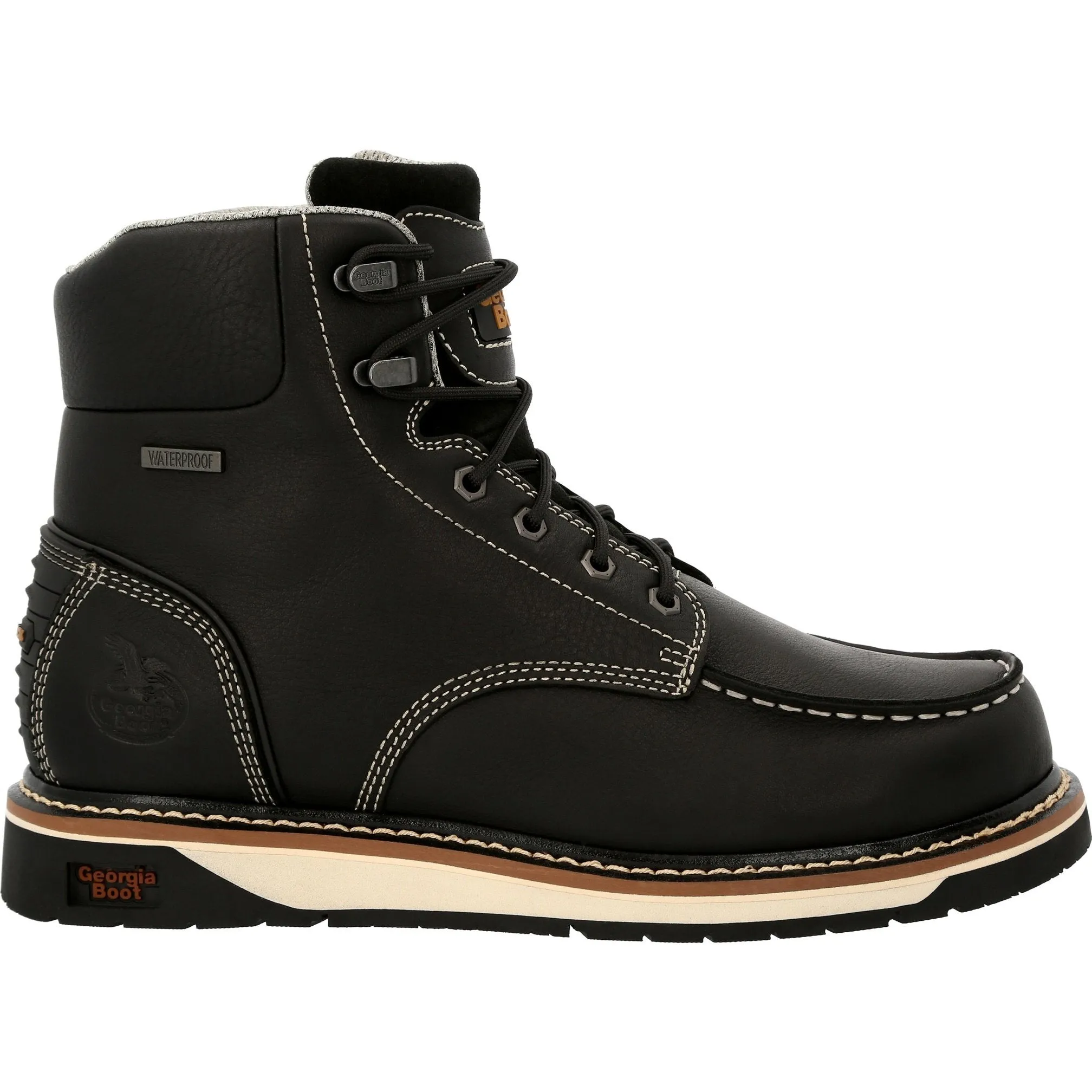 Georgia Men's AMP LT Wedge 6" Moc Toe Waterproof Work Boot - Black - GB00475