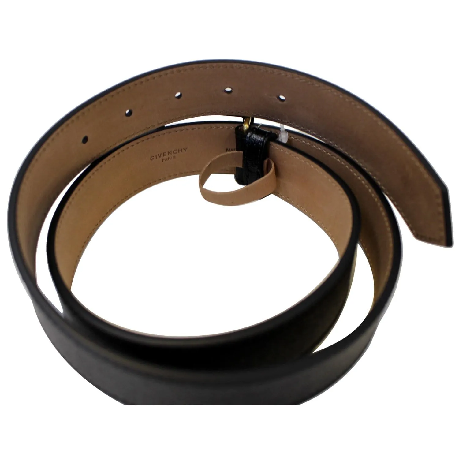 GIVENCHY Double G Logo Buckle Belt Black Size 38