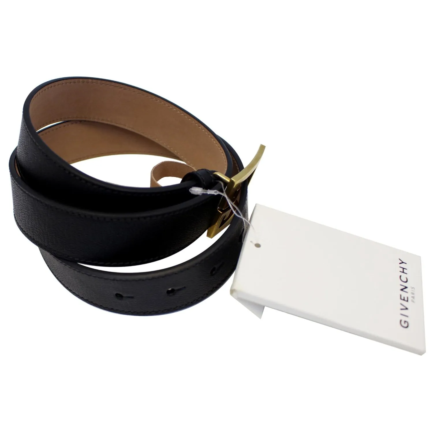 GIVENCHY Double G Logo Buckle Belt Black Size 38