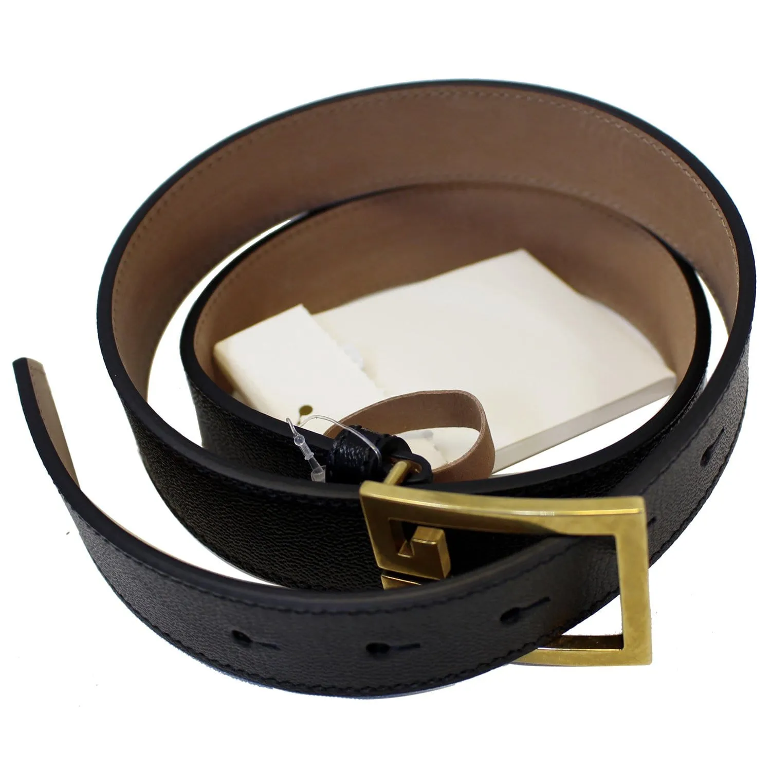 GIVENCHY Double G Logo Buckle Belt Black Size 38