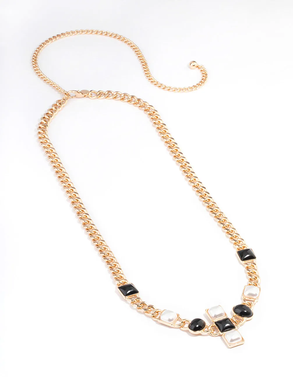 Gold Cross Pearl Belt Chain